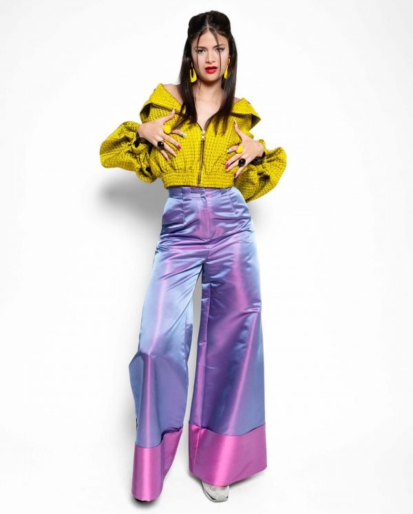 Pantalón palazzo tornasol contraste