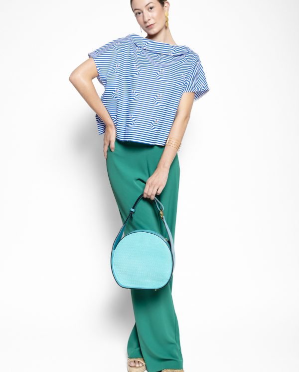 Bolso redondo mediano turquesa