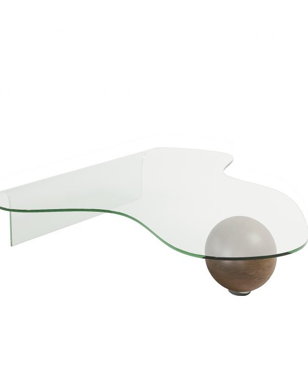 Mesa de centro cristal y madera