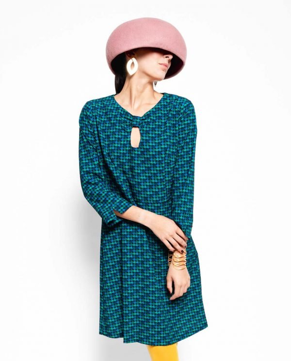 Vestido pata de gallo verde